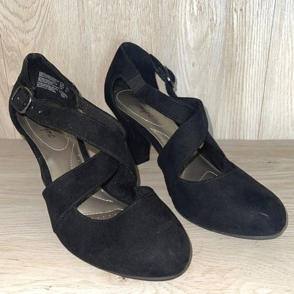 Dexflex Comfort Womens Pump Heels Sandals CrissโCross Strap 170295 Black Size 7M